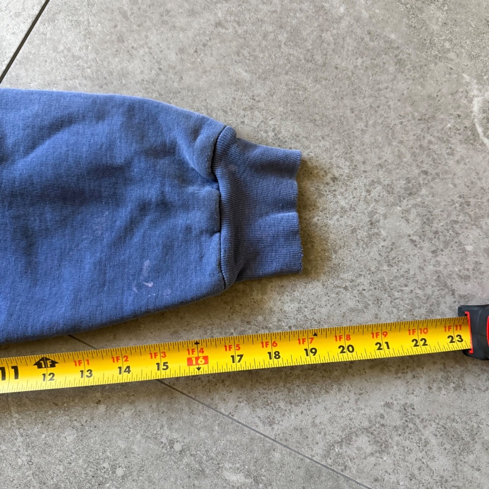Vintage Distressed Waffle Thermal Lined Blue Full Zip Hoodie Distressed - Picture 7 of 10